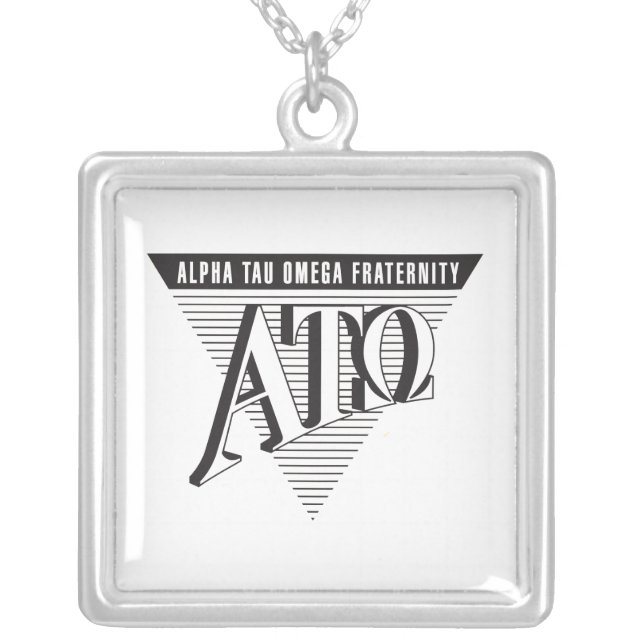 Alpha Tau Omega Name and Letters Silver Plated Necklace (Front)