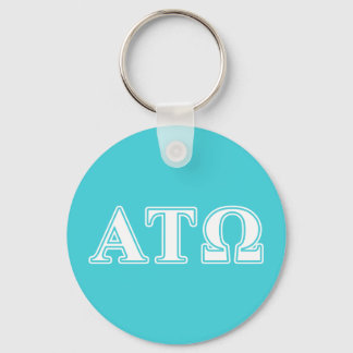 Alpha Tau Omega White and Blue Letters Keychain