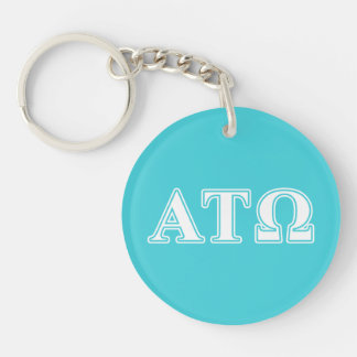 Alpha Tau Omega White and Blue Letters Keychain