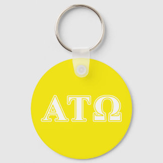 Alpha Tau Omega White and Yellow Letters Keychain