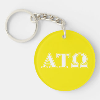 Alpha Tau Omega White and Yellow Letters Keychain