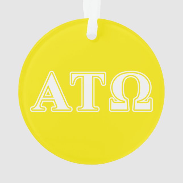 Alpha Tau Omega White and Yellow Letters Ornament (Back)