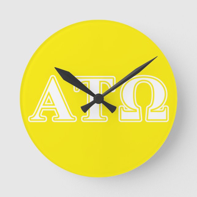 Alpha Tau Omega White and Yellow Letters Round Clock (Front)