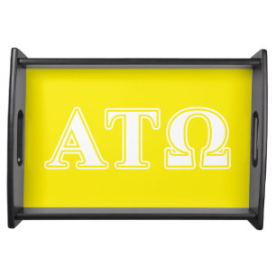 Alpha Tau Omega White and Yellow Letters Serving Tray