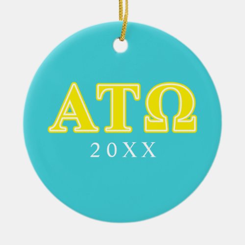 Alpha Tau Omega Yellow Letters Ceramic Ornament