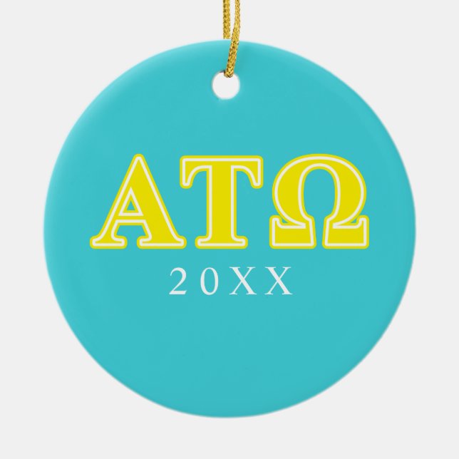 Alpha Tau Omega Yellow Letters Ceramic Ornament (Front)