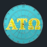 Alpha Tau Omega Yellow Letters Dartboard With Darts<br><div class="desc">Check out these official Alpha Tau Omega designs! Personalize your own Greek merchandise on Zazzle.com! Click the Customize button to insert your own name, class year, or club to make a unique product. Try adding text using various fonts & view a preview of your design! Zazzle's easy to customize products...</div>