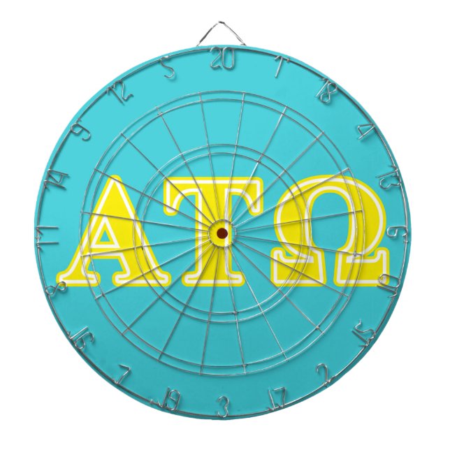 Alpha Tau Omega Yellow Letters Dartboard With Darts (Front)