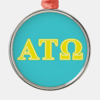 Alpha Tau Omega Yellow Letters Metal Ornament