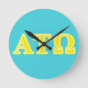 Alpha Tau Omega Yellow Letters Round Clock