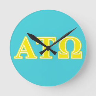 Alpha Tau Omega Yellow Letters Round Clock