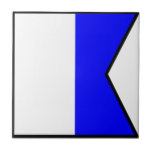 Alpha Tile<br><div class="desc">Nautical flag ALPHA
Blue White</div>