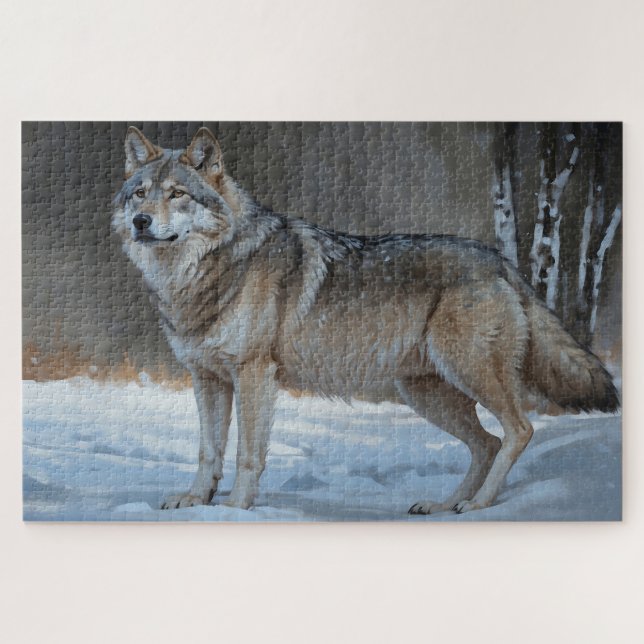 Alpha Timber Wolf Art Jigsaw Puzzle (Horizontal)