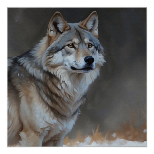 Alpha Timber Wolf Art Poster