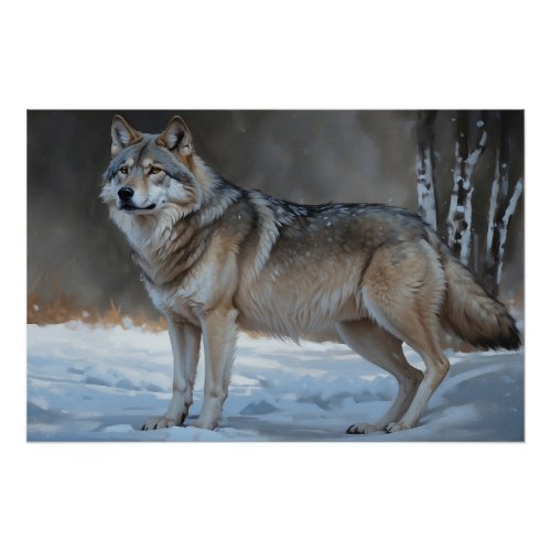 Alpha Timber Wolf Art Poster