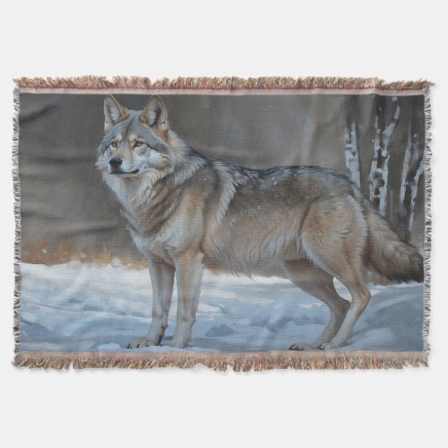 Alpha Timber Wolf Art Throw Blanket