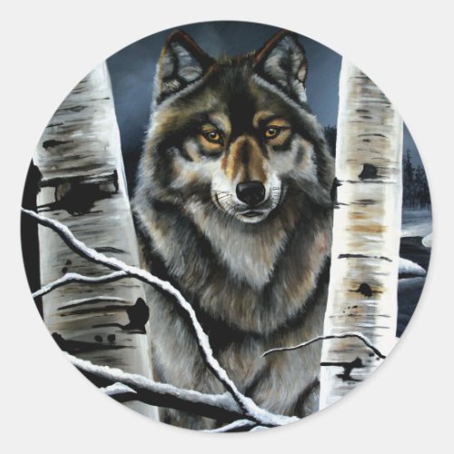 Alpha Timber Wolf Poplar Trees Classic Round Sticker