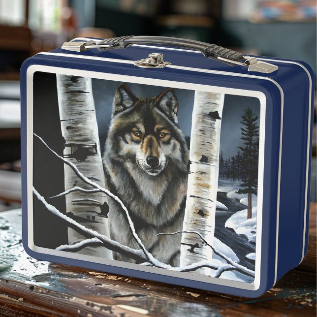 Alpha Timber Wolf Poplar Trees Metal Lunch Box (Creator Uploaded)