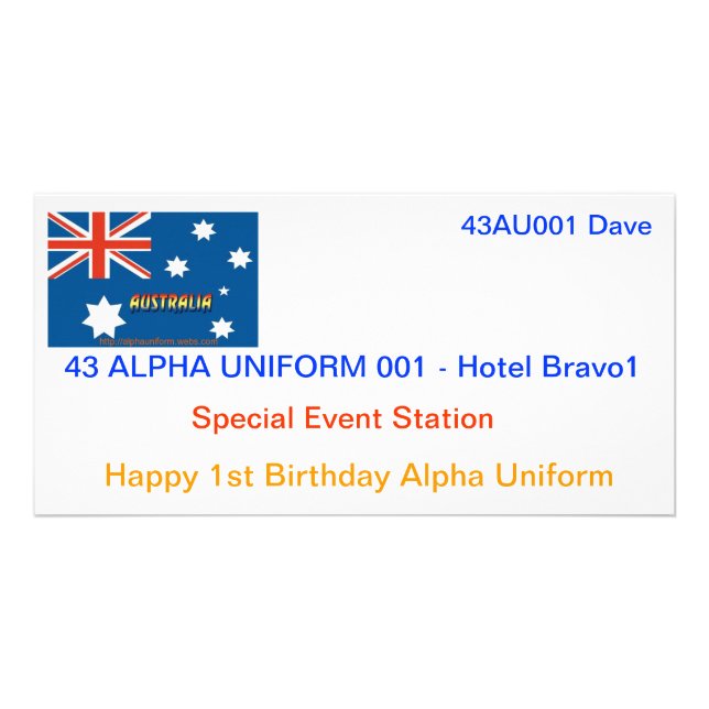 Alpha Uniform QSL Cards (Front)