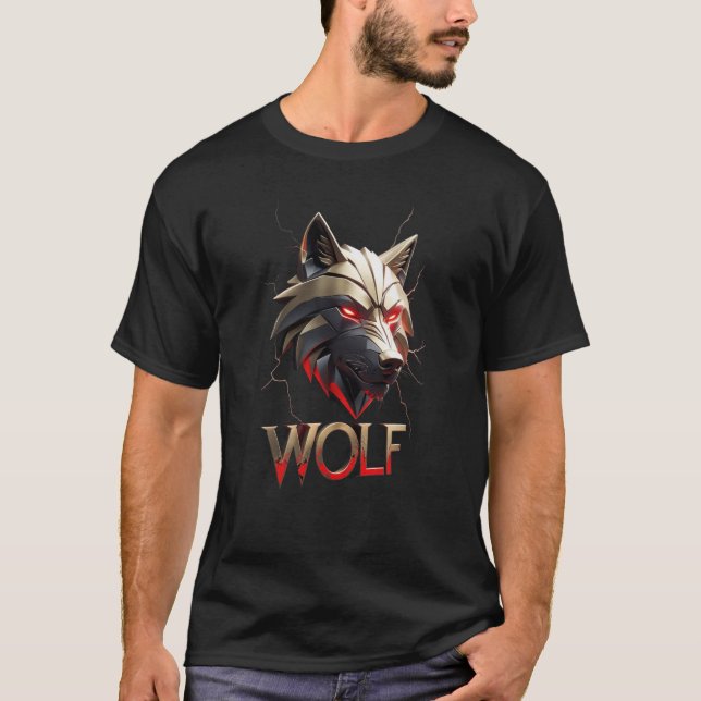 Alpha Wolf Head Graphic T-Shirt - Red Glow Eyes (Front)