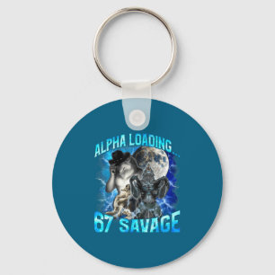 Alpha Wolf Loading 67 Percent Savage Funny Wolves  Keychain