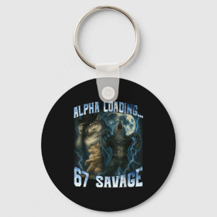 Alpha Wolf Loading 67 Percent Savage Funny Wolves Keychain