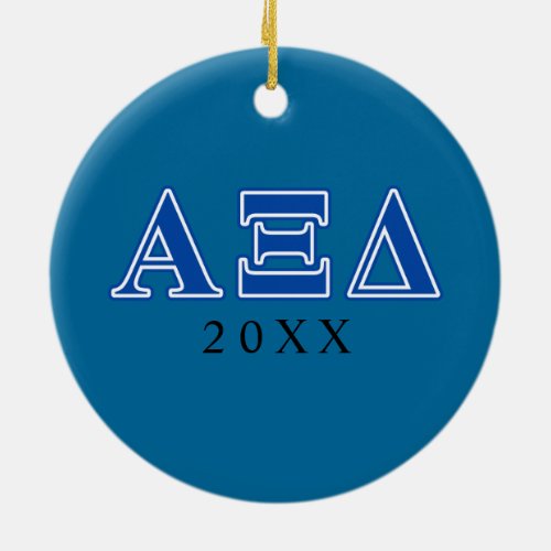 Alpha Xi Delta Blue Letters Ceramic Ornament