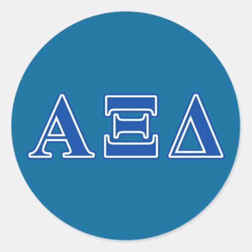Alpha Xi Delta Blue Letters Classic Round Sticker