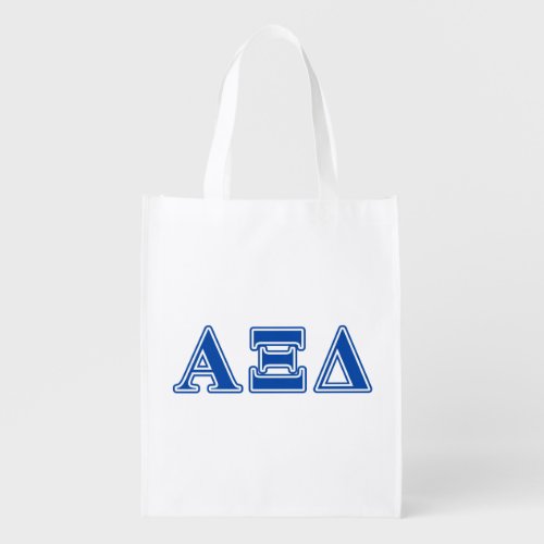 Alpha Xi Delta Blue Letters Reusable Grocery Bag
