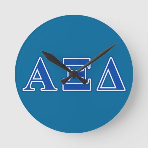 Alpha Xi Delta Blue Letters Round Clock