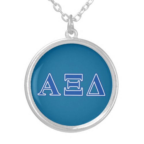 Alpha Xi Delta Blue Letters Silver Plated Necklace