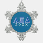 Alpha Xi Delta Blue Letters Snowflake Pewter Christmas Ornament at Zazzle
