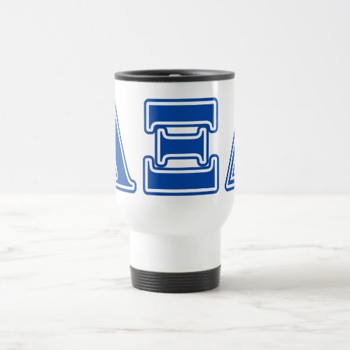 Alpha Xi Delta Blue Letters Travel Mug