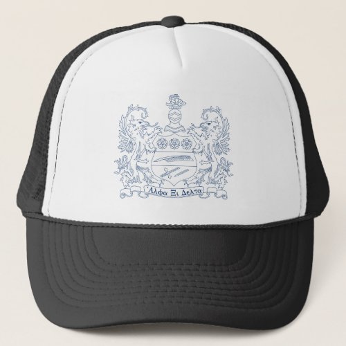 Alpha Xi Delta Crest Blue Trucker Hat