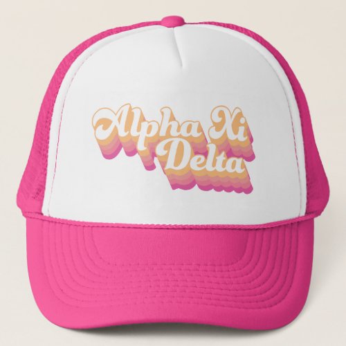 Alpha Xi Delta  Groovy Script Trucker Hat
