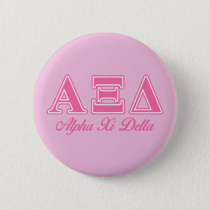Alpha Xi Delta Pink Letters Button