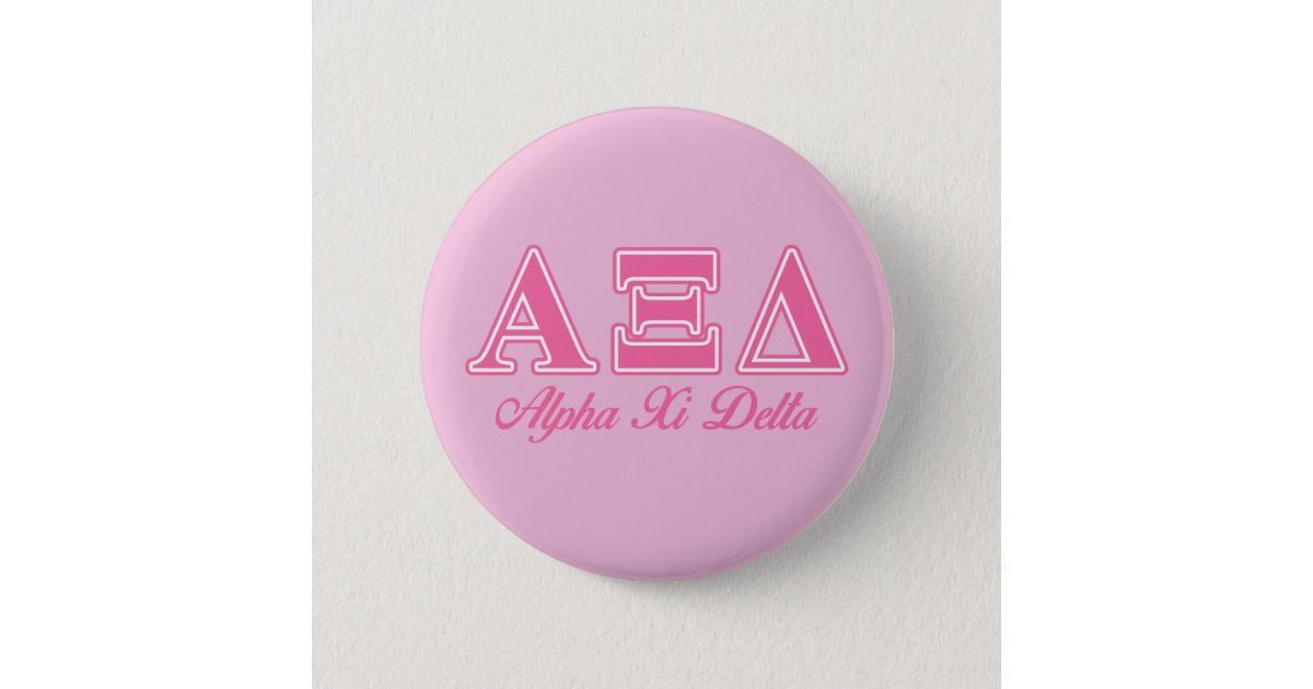 Alpha Xi Delta Pink Letters Button | Zazzle