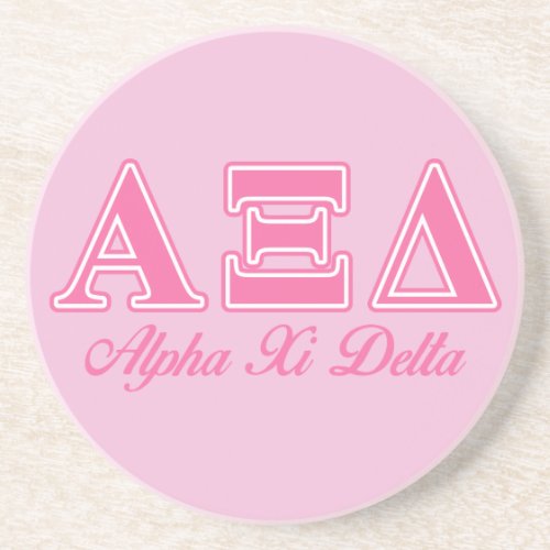 Alpha Xi Delta Pink Letters Drink Coaster