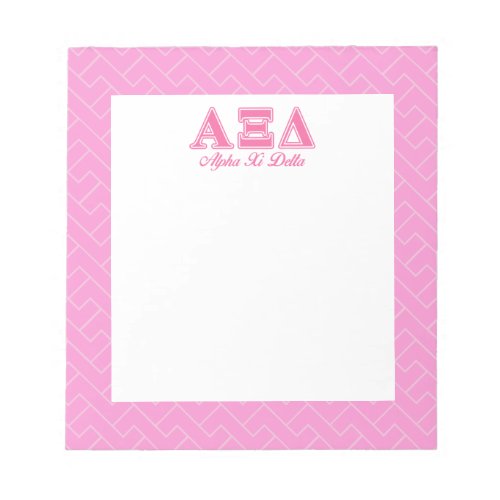 Alpha Xi Delta Pink Letters Notepad