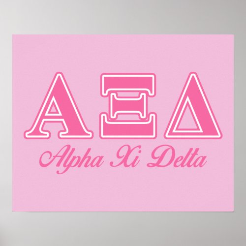 Alpha Xi Delta Pink Letters Poster