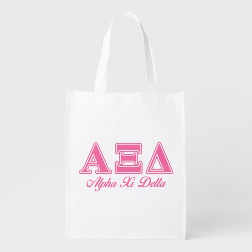 Alpha Xi Delta Pink Letters Reusable Grocery Bag