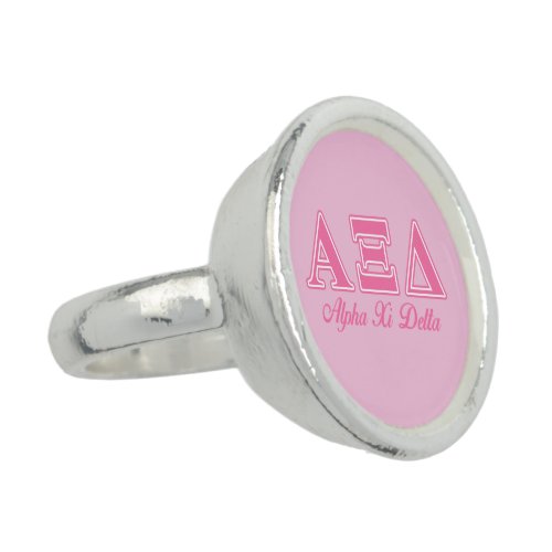 Alpha Xi Delta Pink Letters Ring