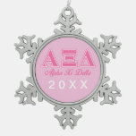 Alpha Xi Delta Pink Letters Snowflake Pewter Christmas Ornament at Zazzle