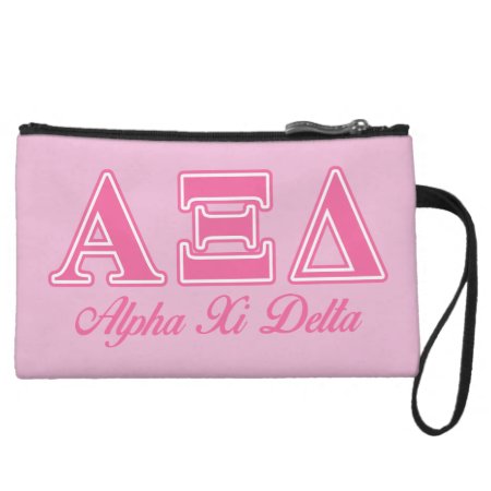 Alpha Xi Delta Pink Letters Wristlet Wallet