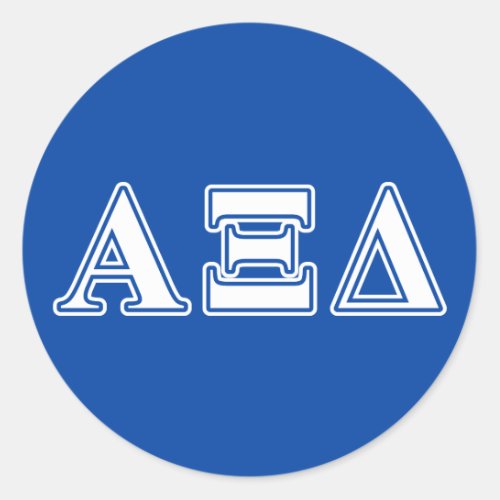 Alpha Xi Delta White and Blue Letters Classic Round Sticker