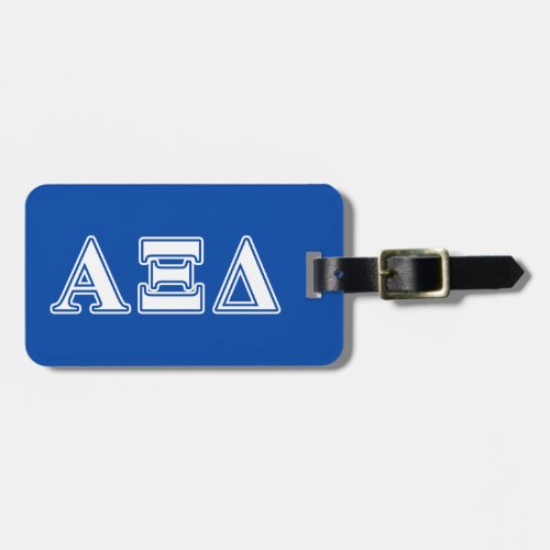 Alpha Xi Delta White and Blue Letters Luggage Tag