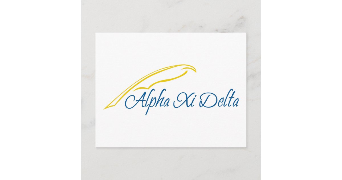 Alpha Xi Delta with Quill Postcard Zazzle