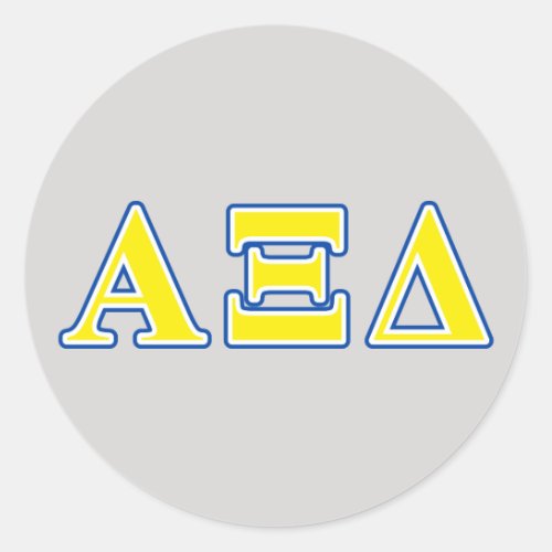 Alpha Xi Delta Yellow and Blue Letters Classic Round Sticker