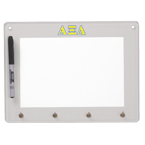 Alpha Xi Delta Yellow and Blue Letters Dry Erase Board With Keychain Holder