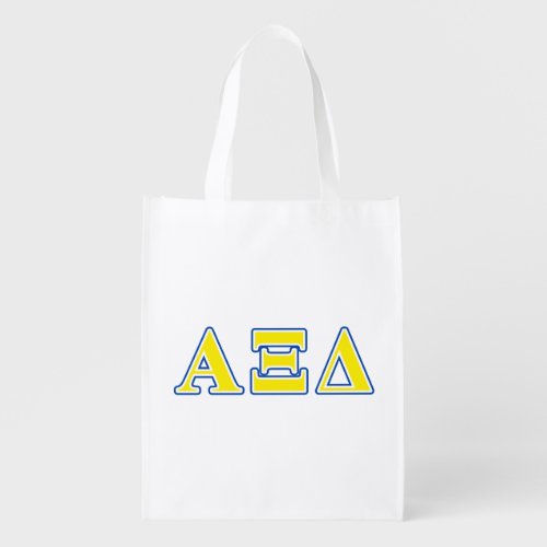 Alpha Xi Delta Yellow and Blue Letters Grocery Bag
